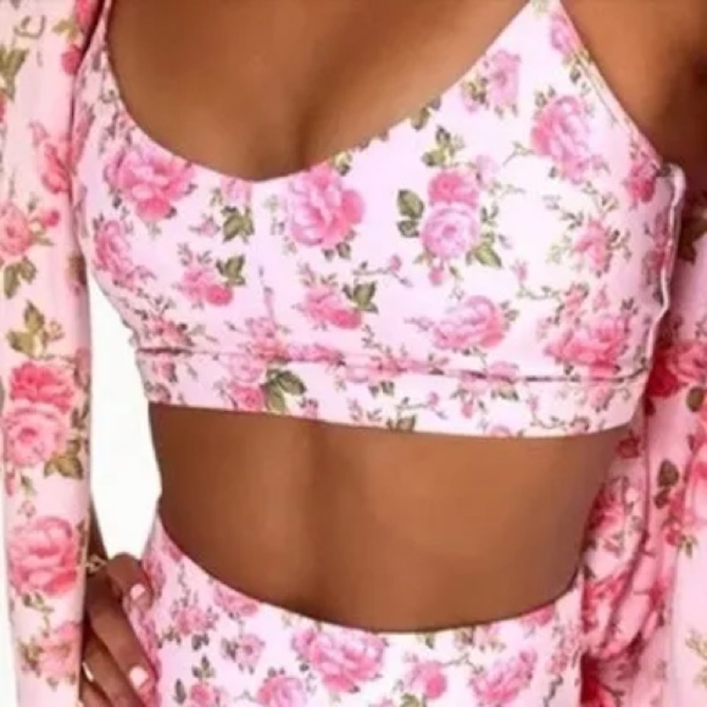 LoveShackFancy Bandier Sports Bra Peony Garden XS